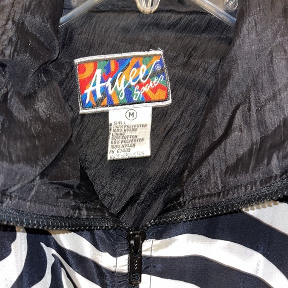 Vintage 90s 80s Argee Sports Women's lightweight Windbreaker Zebra Style Jacket - Picture 3 of 9